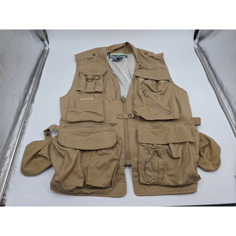 Vintage Stratojac Tan Vest Men's Size M Hunting Fishing Medium